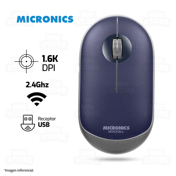 MOUSE MICRONICS BRICKELL MIC M703RX | INALAMBRICO | 1,600 DPI | AZUL-PLATEADO