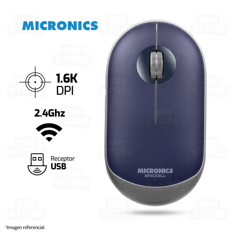 MOUSE MICRONICS BRICKELL MIC M703RX | INALAMBRICO | 1,600 DPI | AZUL-PLATEADO