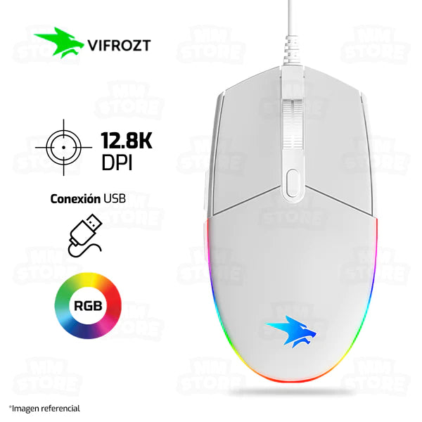 MOUSE VIFROZT VIKING | 12,800 DPI | RGB | BLANCO