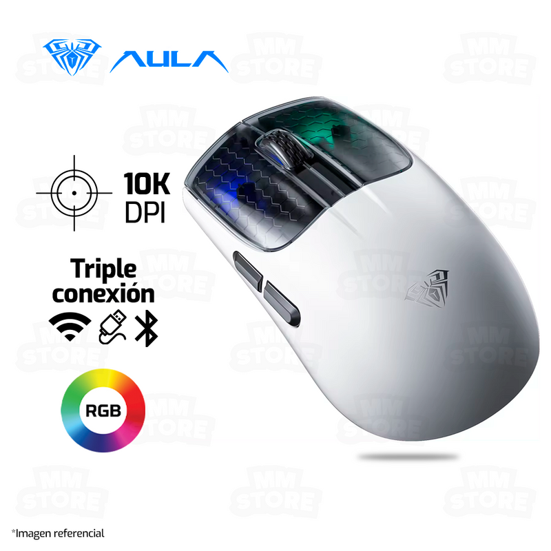 MOUSE AULA SC560 | INALAMBRICO - BLUETOOTH | 10,000 DPI | NEGRO-BLANCO