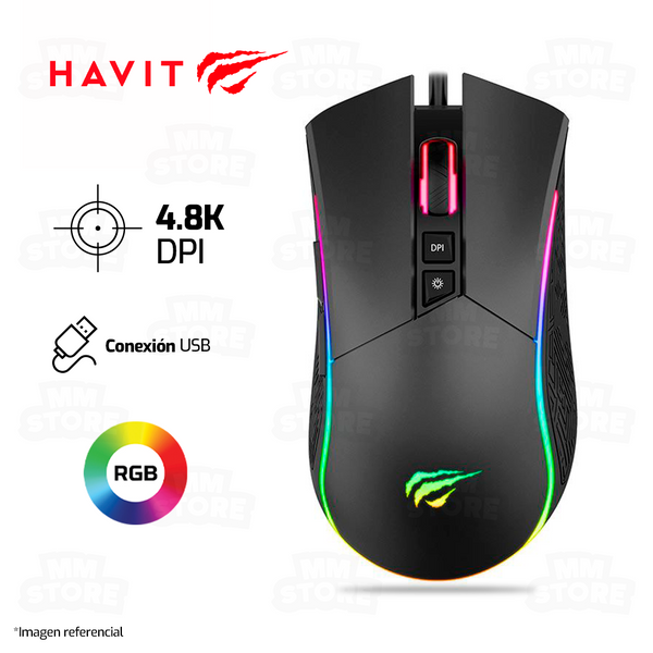 MOUSE HAVIT MS1001S | 4,800 DPI | RGB | NEGRO