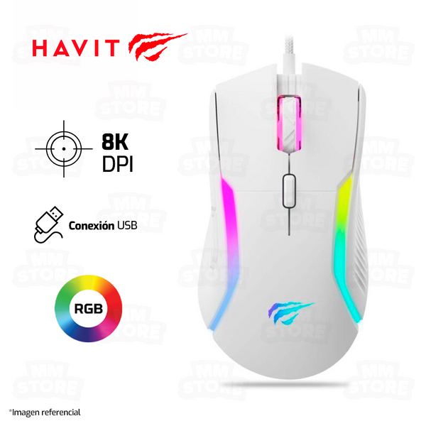 MOUSE HAVIT MS1033 | 8,000 DPI | RGB | BLANCO