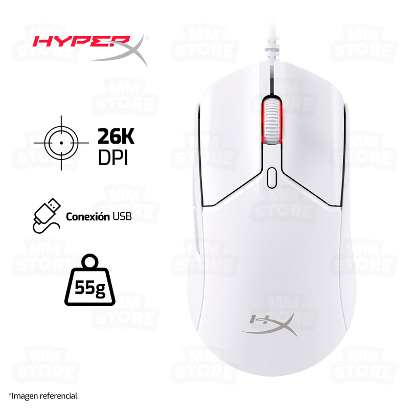 MOUSE HYPERX PULSEFIRE HASTE 2 | 26,000 DPI | RGB | BLANCO