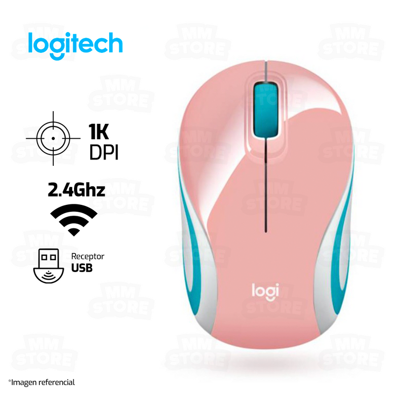 MOUSE LOGITECH M187 | INALAMBRICO | 1,000 DPI | ROSADO