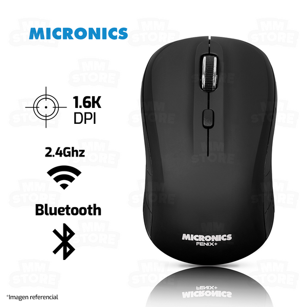 MOUSE MICRONICS FENIX+ MIC M720DB | BT - INALAMBRICO | 1600 DPI | NEGRO