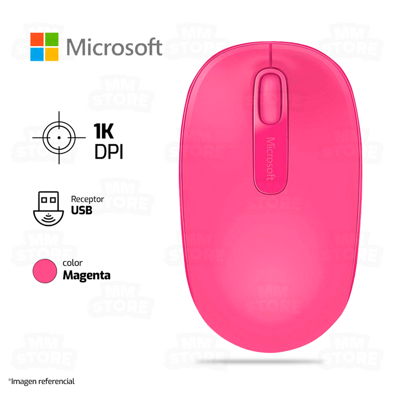 MOUSE MICROSOFT 1850 | INALAMBRICO | 1,000 DPI | MAGENTA