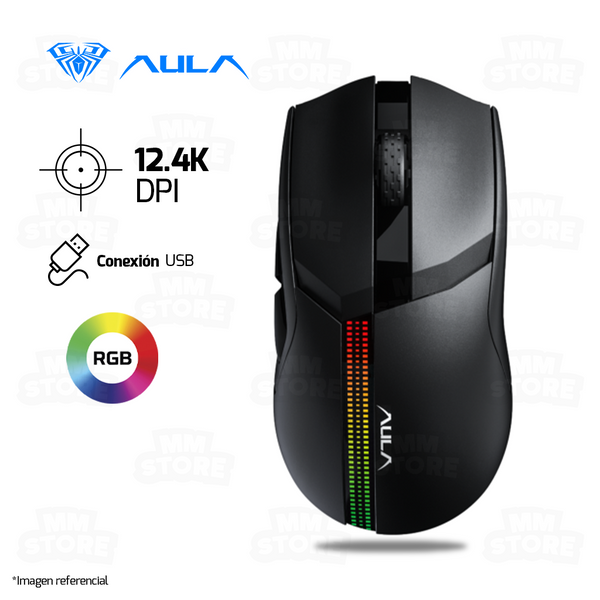 MOUSE AULA F813 PRO | 12,400 DPI | RGB | NEGRO