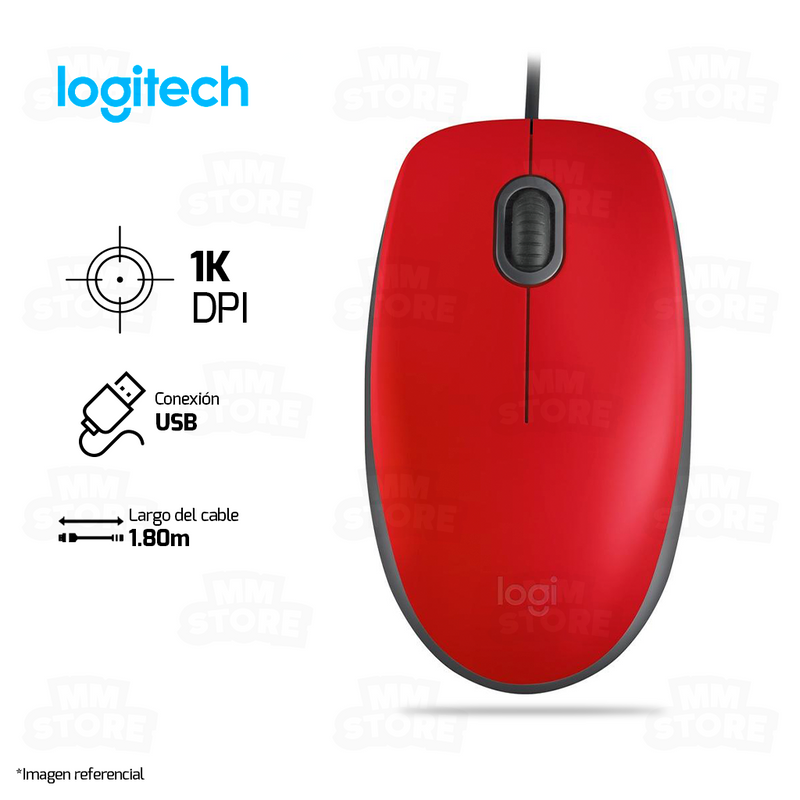 MOUSE LOGITECH M110 SILENT | 1,000 DPI | ROJO