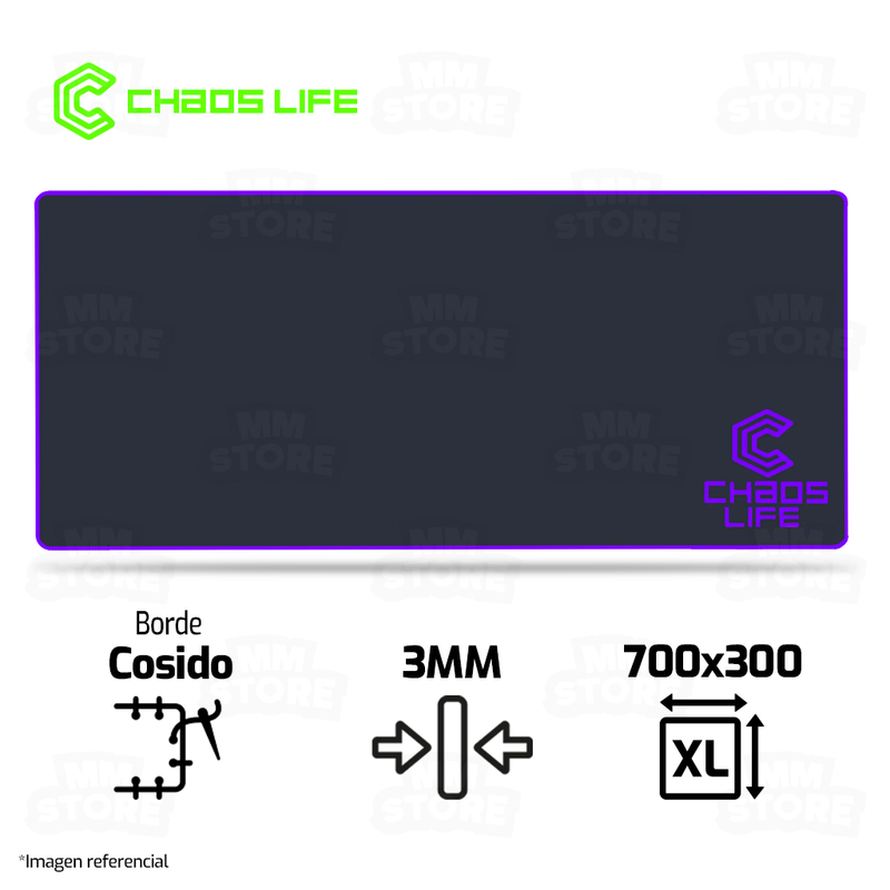 MOUSEPAD CHAOS LIFE | XL | 700 X 300 X 3MM | BORDE MORADO