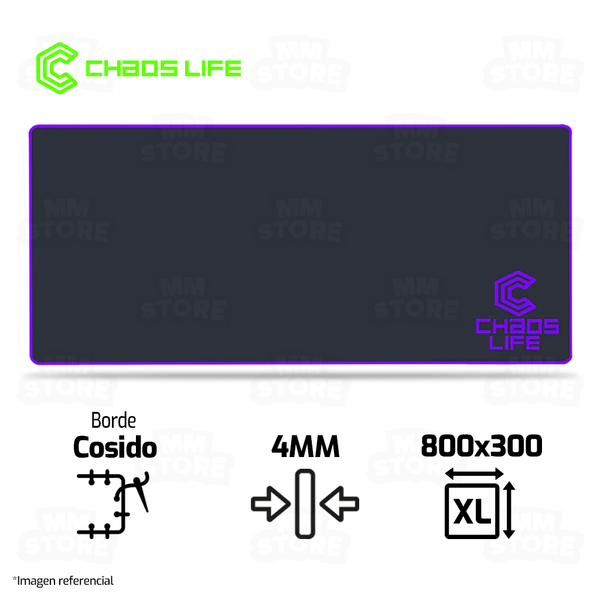 MOUSEPAD CHAOS LIFE | XL | 800 X 300 X 4MM | BORDE MORADO