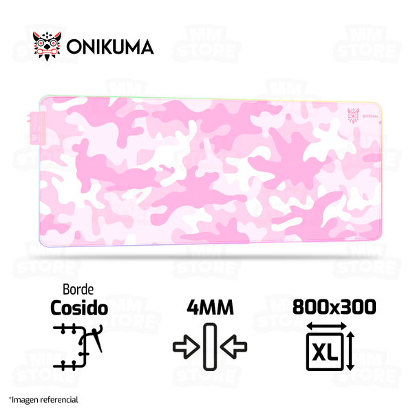 PAD MOUSE ONIKUMA MP005 | XL | 800 X 300 X 4MM | RGB | ROSADO