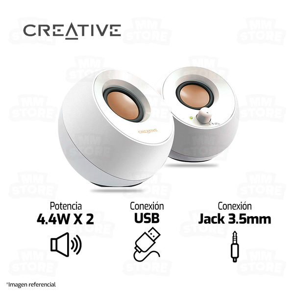 PARLANTE 2.0 CREATIVE PEBBLE | 3.5MM | USB | BLANCO