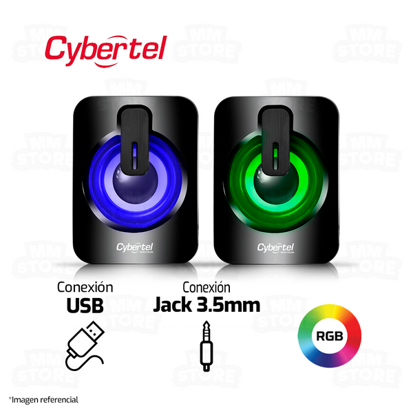 PARLANTE 2.0 CYBERTEL SPECTRUM CBX S303 | 3.5MM | USB | RGB