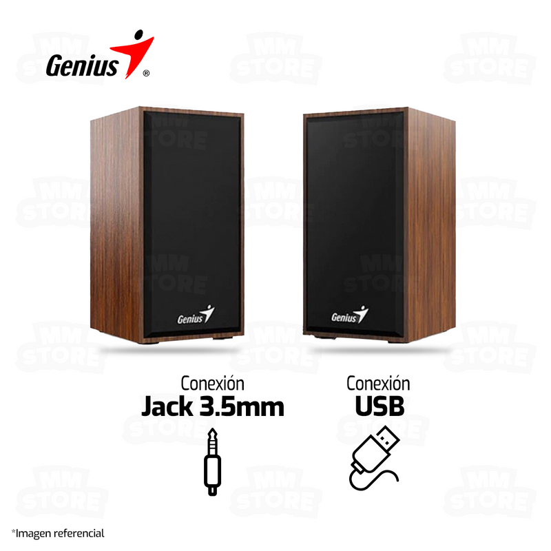 PARLANTE 2.0 GENIUS SP-HF180 | 3.5MM | USB | WOOD