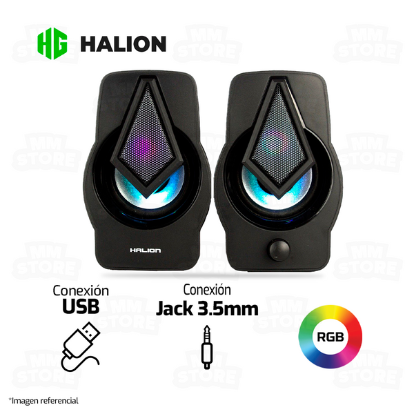 PARLANTE 2.0 HALION DIAMANTE HA-S266 | 3.5MM | USB | RGB