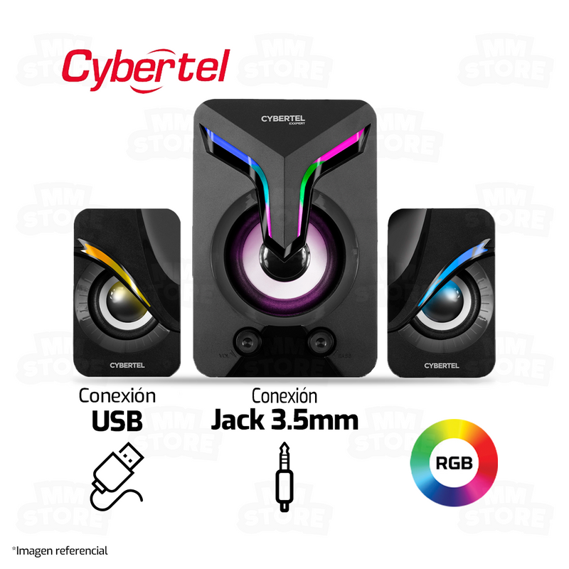 PARLANTE 2.1 CYBERTEL EXXPERT CBX S500 | 3.5MM | USB | RGB