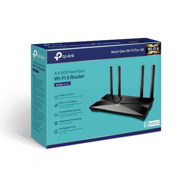 ROUTER TP-LINK ARCHER AX10 AX1500 | WI-FI 6 | 1.5 Gbps | 4 ANTENAS