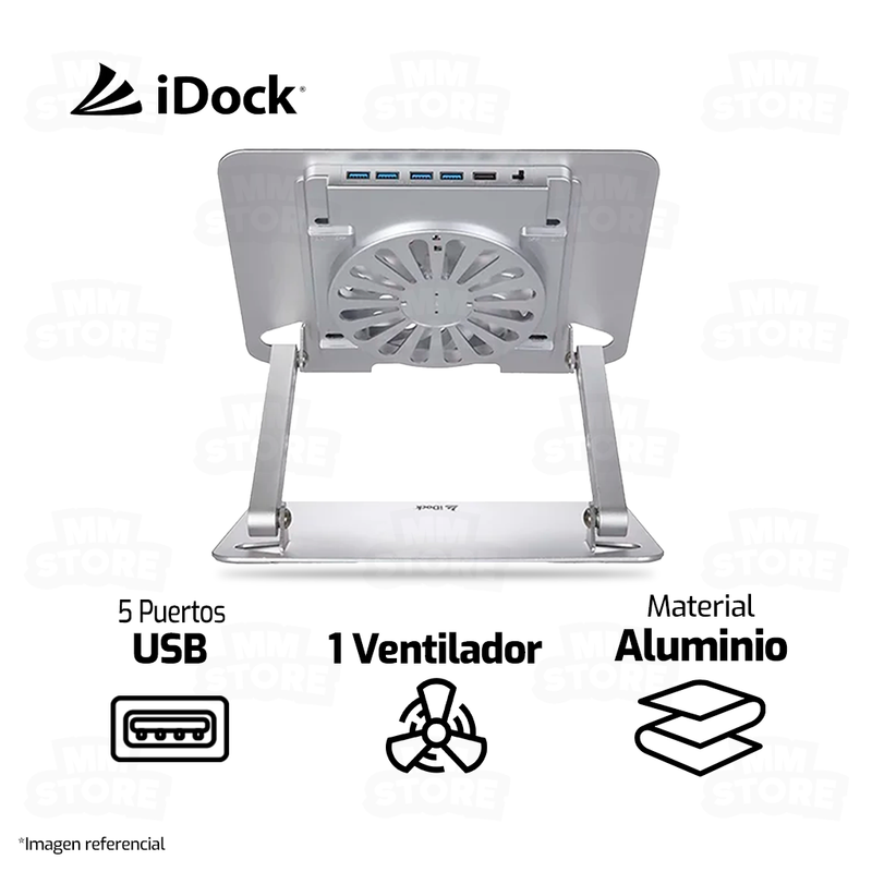 COOLER DE LAPTOP IDOCK DIAMOND I50 3.0 | 1 VENTILADOR | ALUMINIO |