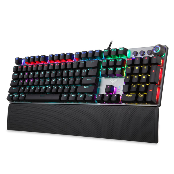 TECLADO AULA F2058 | MECANICO | SW-BLUE | RAINBOW | NEGRO