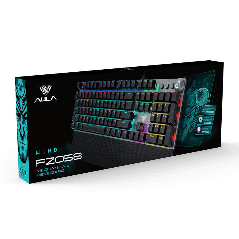 TECLADO AULA F2058 | MECANICO | SW-BLUE | RAINBOW | NEGRO