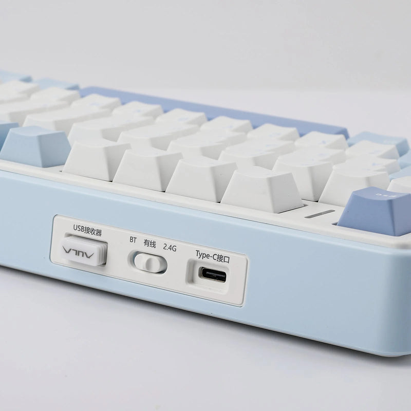 TECLADO AULA F75 | INALAMBRICO | MECANICO | SW-GRAY | RGB | BLANCO-CELESTE