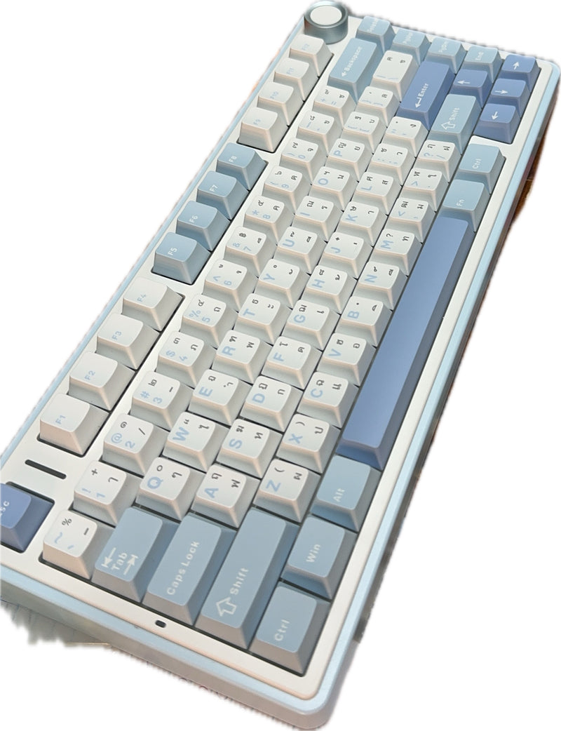 TECLADO AULA F75 | INALAMBRICO | MECANICO | SW-GRAY | RGB | BLANCO-CELESTE