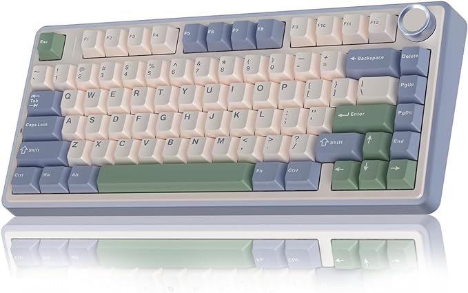 TECLADO AULA F75 | INALAMBRICO | MECANICO | SW-GREEN | RGB | BLANCO-CELESTE-VERDE