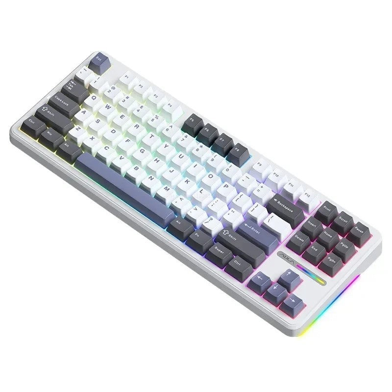 TECLADO AULA F87 | INGLES | INALAMBRICO | MECANICO | SW-GRAY | RGB | NEGRO-BLANCO-AZUL