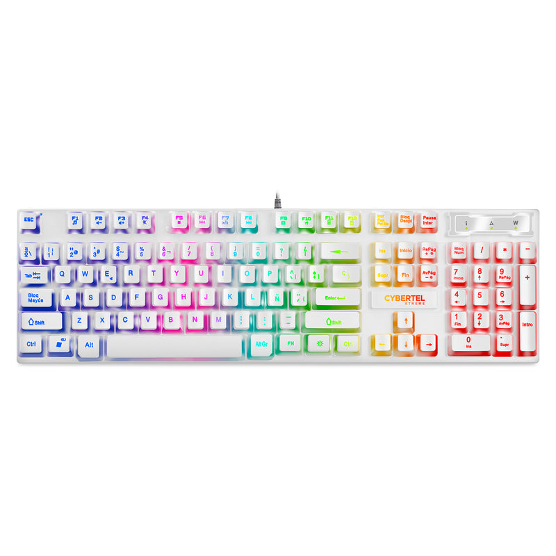 TECLADO CYBERTEL XTREME CYB K505W | MEMBRANA | RAINBOW | BLANCO