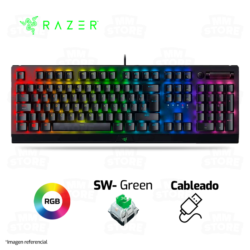 TECLADO RAZER BLACKWIDOW V3 | MECANICO | SW-GREEN | RGB | NEGRO