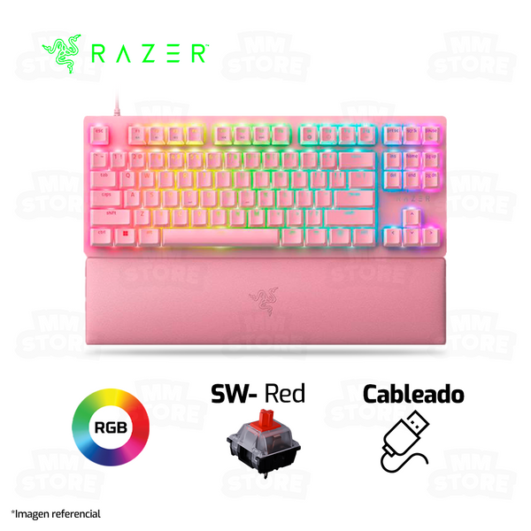 TECLADO RAZER HUNTSMAN V2 TENKEYLESS | OPTOMECÁNICO | SW-RED | RGB | ROSADO