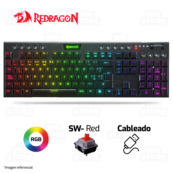 TECLADO REDRAGON HORUS FS K619 | MECANICO | LOW PROFILE | SW-RED | RGB | NEGRO