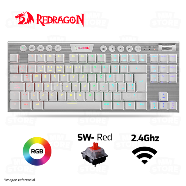 TECLADO REDRAGON HORUS TKL K621 | INALAMBRICO | MECANICO | LOW PROFILE | SW-RED | RGB | BLANCO