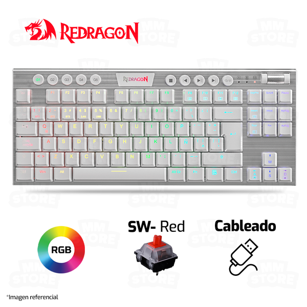 TECLADO REDRAGON HORUS TKL K622 | MECANICO | LOW PROFILE | SW-RED | RGB | BLANCO