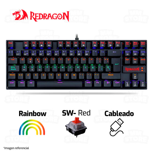 TECLADO REDRAGON KUMARA K552 | MECANICO | SW-RED | RAINBOW | NEGRO