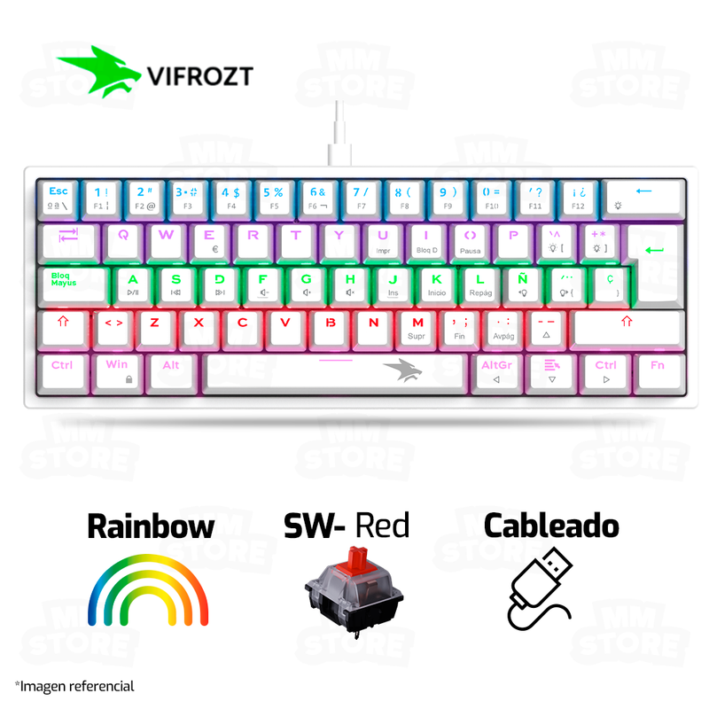 TECLADO VIFROZT BERSERKER MINI | MECANICO | SW-RED | RAINBOW | BLANCO