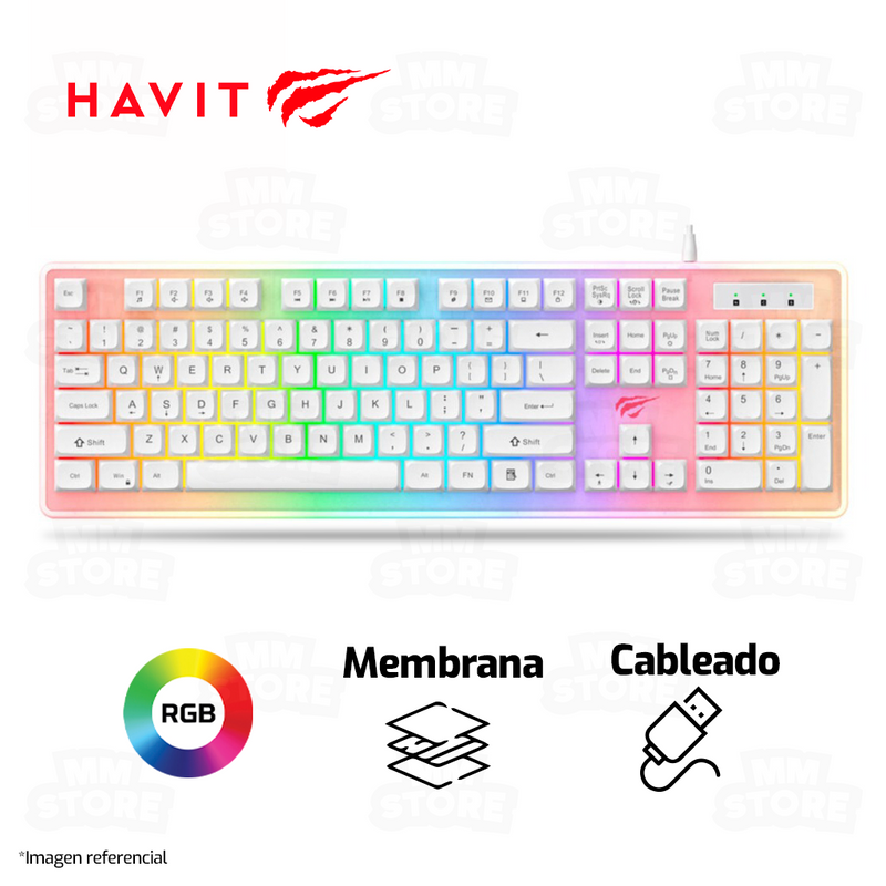 TECLADO HAVIT KB876L | RGB | BLANCO