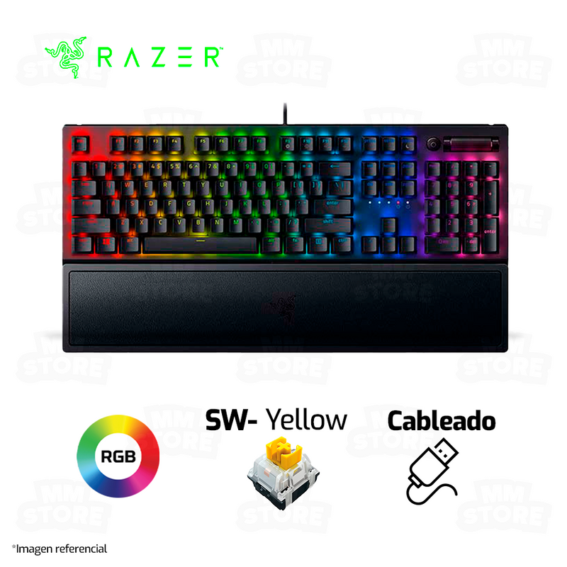 TECLADO RAZER BLACKWIDOW V3 | MECANICO | SW-YELLOW | RGB | NEGRO