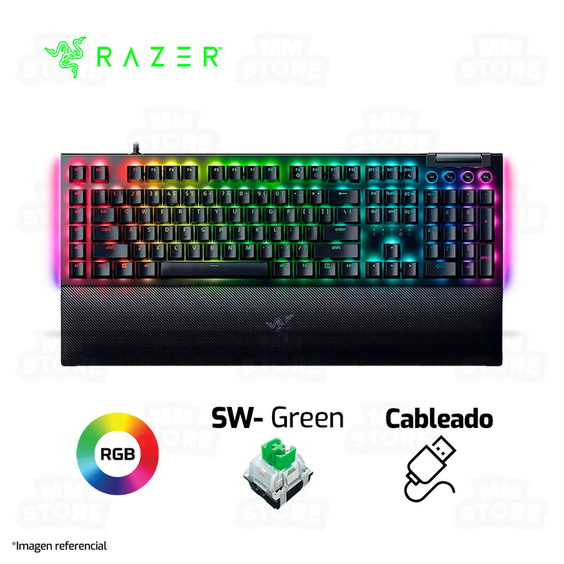 TECLADO RAZER BLACKWIDOW V4 | MECANICO | SW-GREEN | RGB | NEGRO