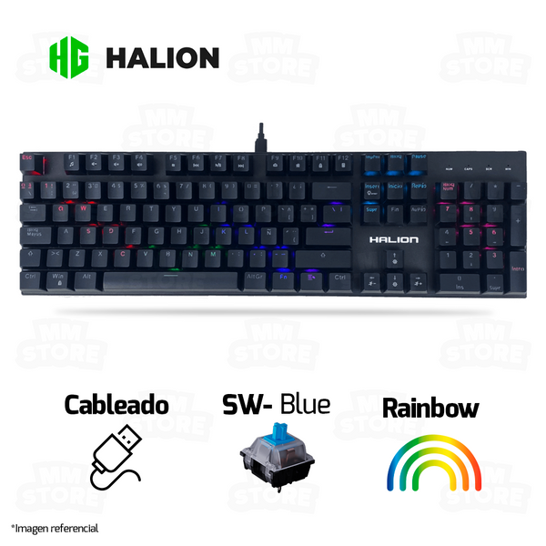 TECLADO HALION STELLAR HA-KG916 | MECANICO | SW-BLUE | RAINBOW