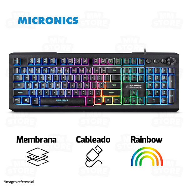 TECLADO MICRONICS AVANTY MIC K710 | MEMBRANA | RAINBOW | NEGRO