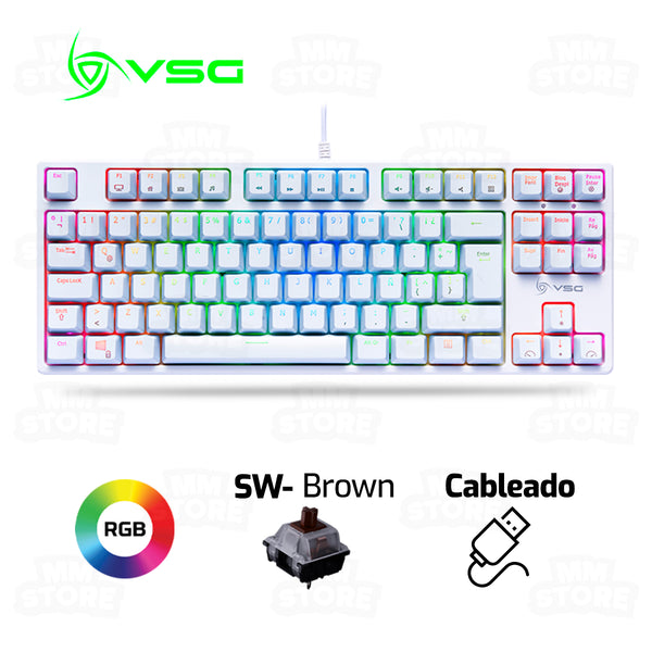 TECLADO VSG ALNITAK | MECANICO | SW-BROWN | RGB | BLANCO