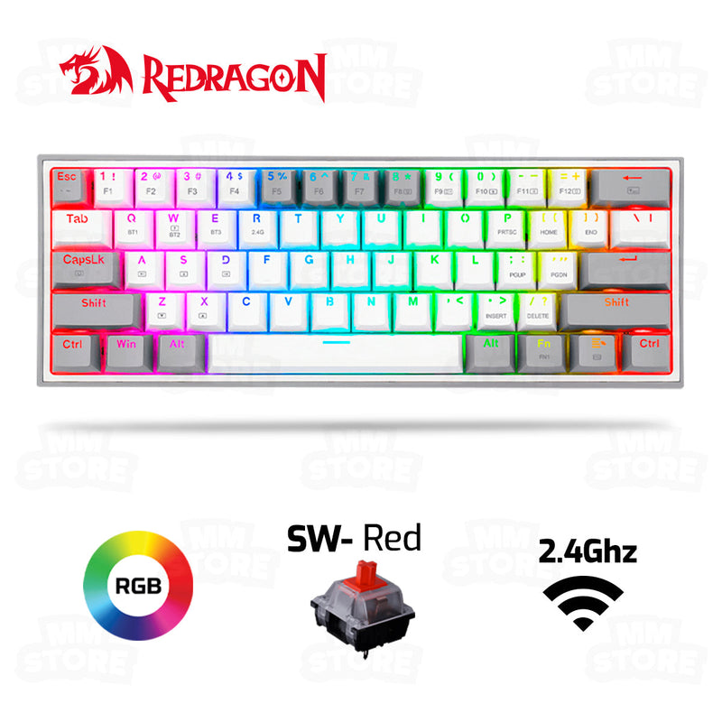 TECLADO REDRAGON FIZZ PRO K616 | ESPAÑOL | INALAMBRICO | MECANICO | SW-RED | RGB | BLANCO-GRIS