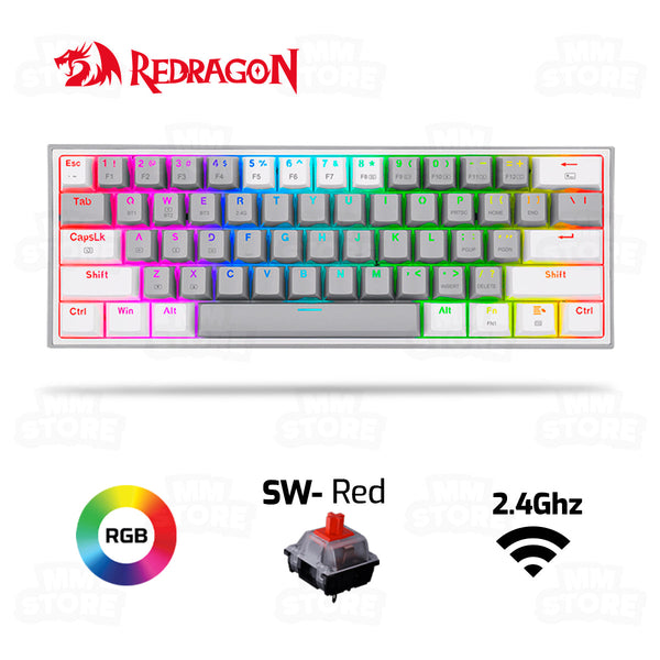 TECLADO REDRAGON FIZZ PRO K616 | ESPAÑOL | INALAMBRICO | MECANICO | SW-RED | RGB | GRIS-BLANCO