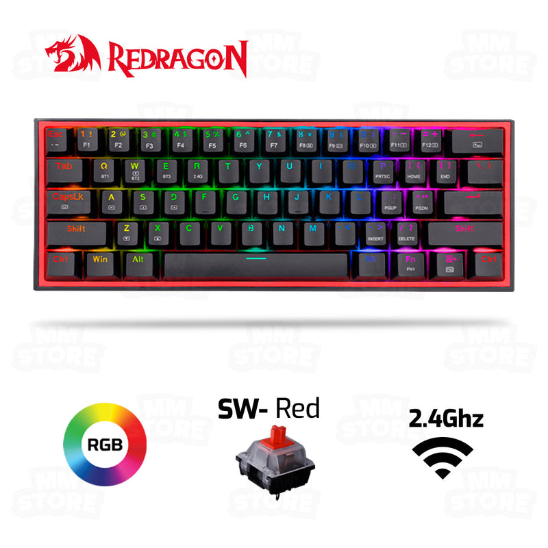 TECLADO REDRAGON FIZZ PRO K616 | ESPAÑOL | INALAMBRICO | MECANICO | SW-RED | RGB | NEGRO