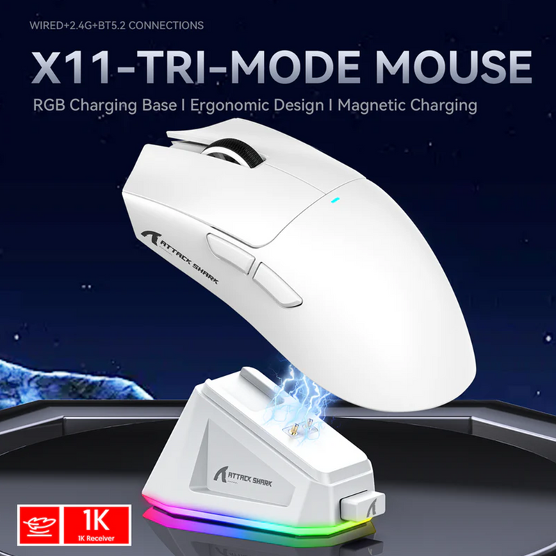 MOUSE ATTACK SHARK X11 | INALAMBRICO - BLUETOOTH | 22,000 DPI | ROJO