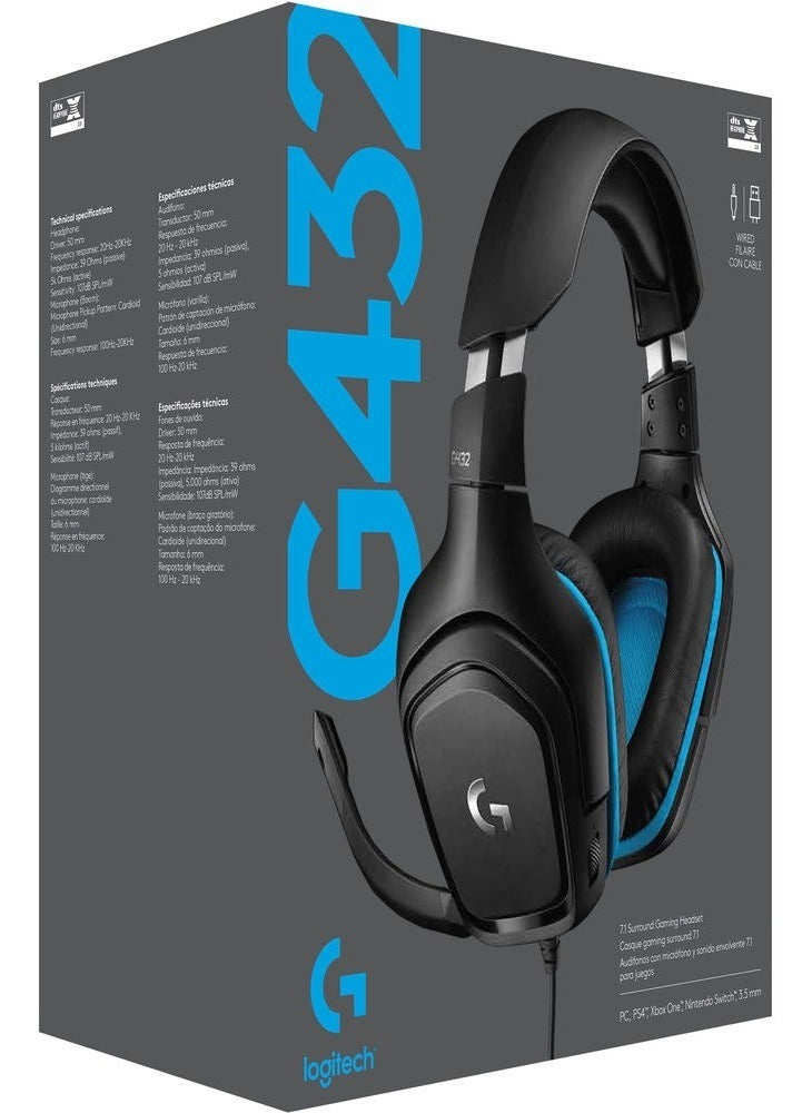 AUDIFONO LOGITECH G432 | 3.5MM-USB | 7.1