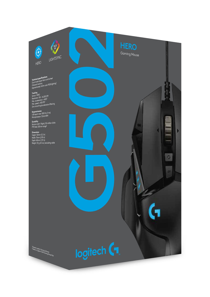 MOUSE LOGITECH G502 HERO | 16,000 DPI | RGB