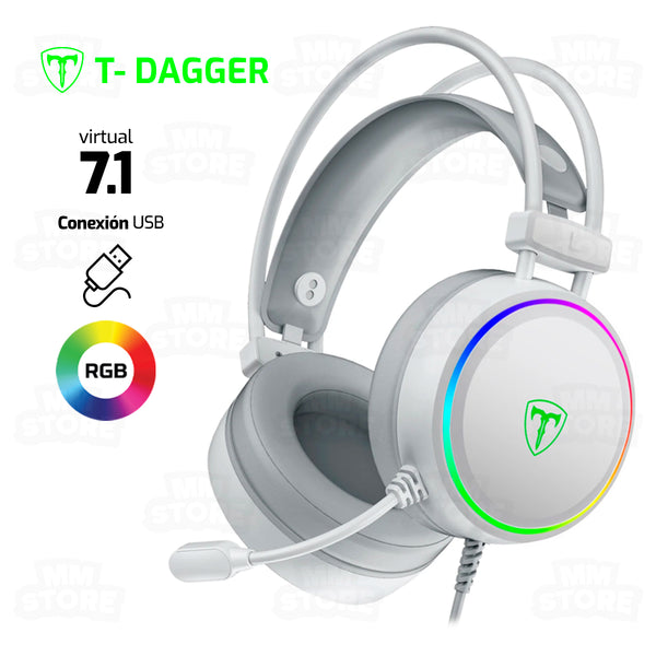 AUDIFONO T-DAGGER SONA T-RGH304W | USB | 7.1 | RGB | BLANCO