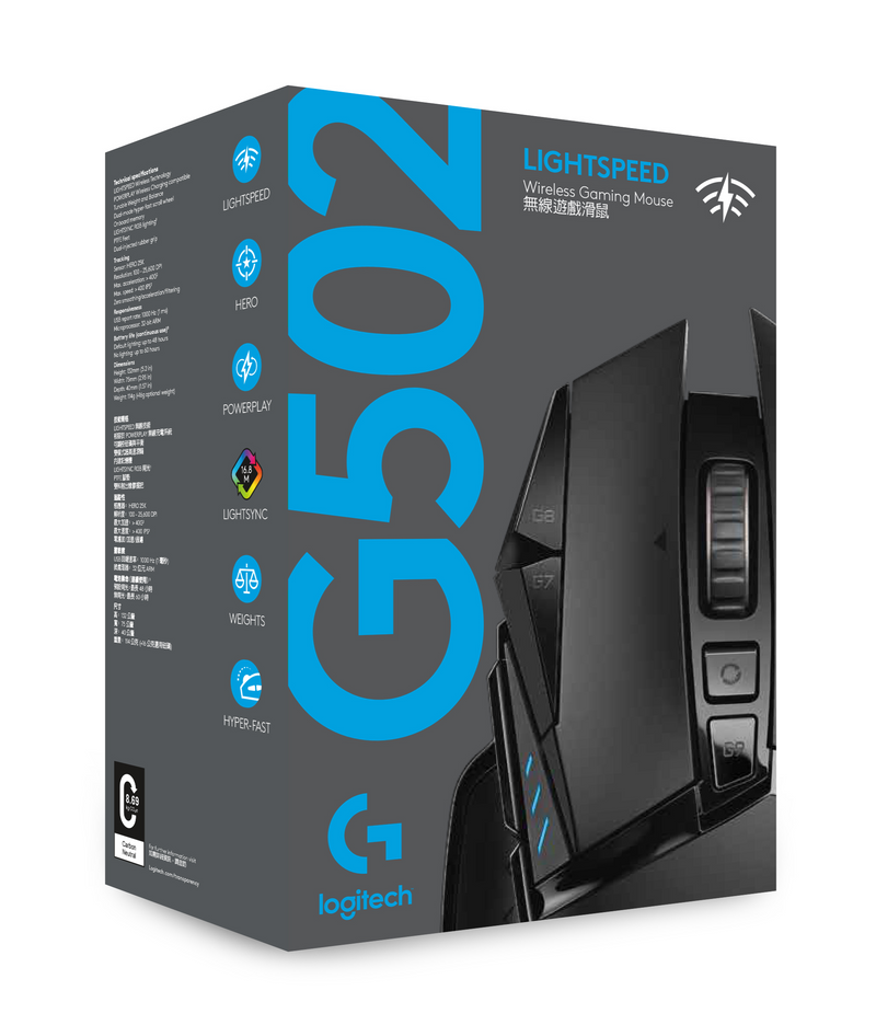 MOUSE LOGITECH G502 LIGHTSPEED | INALAMBRICO | 16,000 DPI | RGB